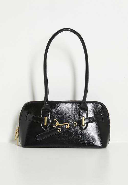 Tessa Design - Top handle belted shoulder bag - black