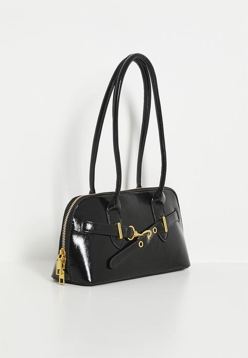 Tessa Design - Top handle belted shoulder bag - black