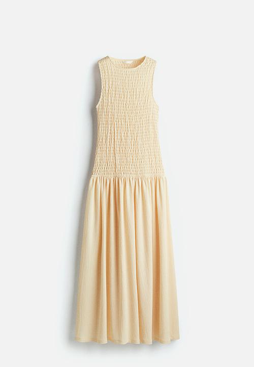 H&M - Smocked jersey dress - light beige