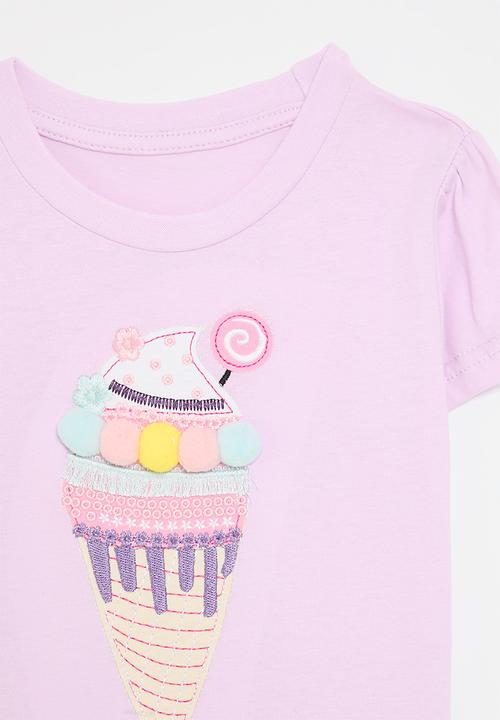 Pop Candy - Textured embroidery tee - lilac/gelato