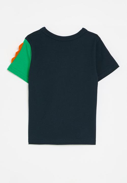 Pop Candy - Crew neck tee with 3D dino spikes - oxford blue
