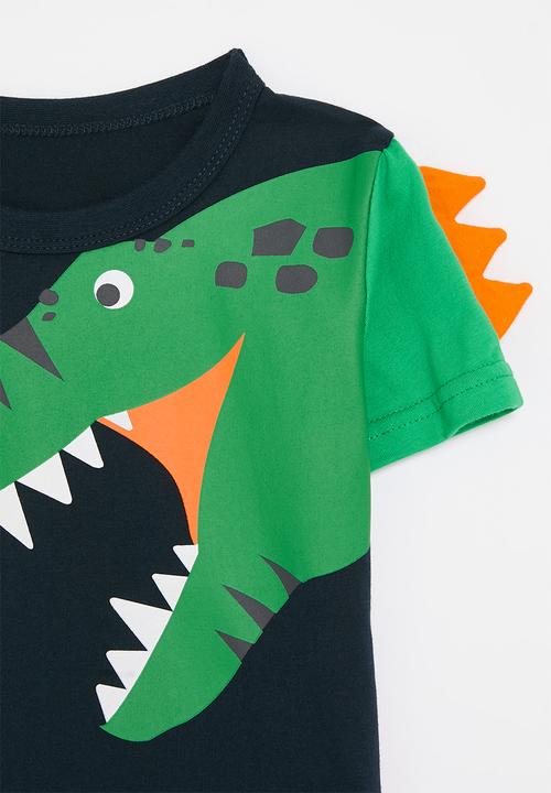 Pop Candy - Crew neck tee with 3D dino spikes - oxford blue