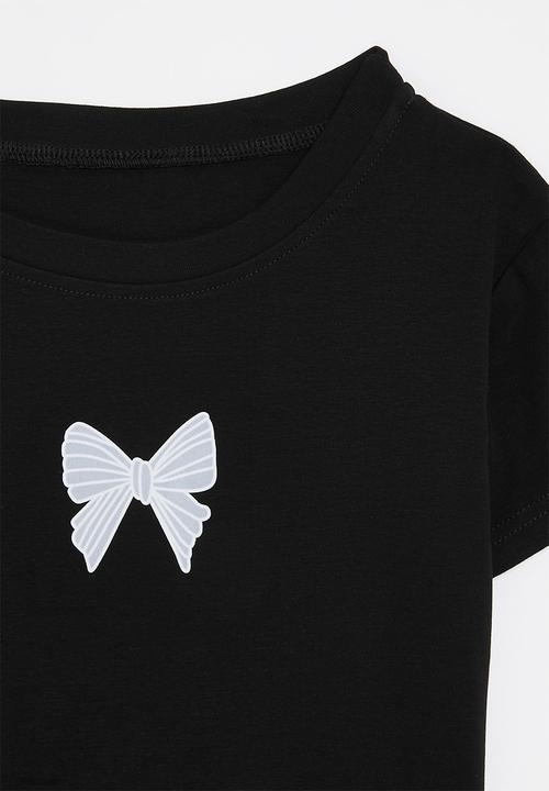 Pop Candy - Bow print tee-black