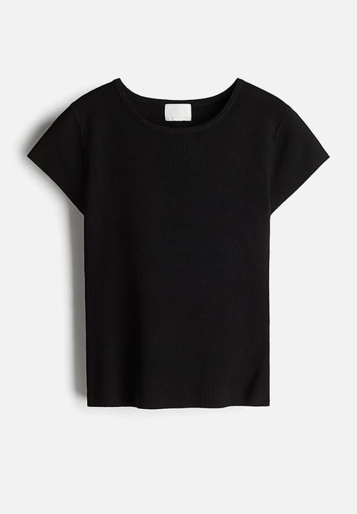 Fine-knit T-shirt - black