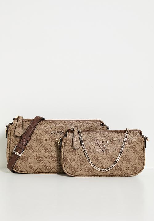 GUESS - Noelle Dbl Pouch Crossbody Bag - Brown