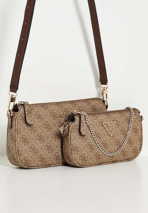 GUESS - Noelle Dbl Pouch Crossbody Bag - Brown