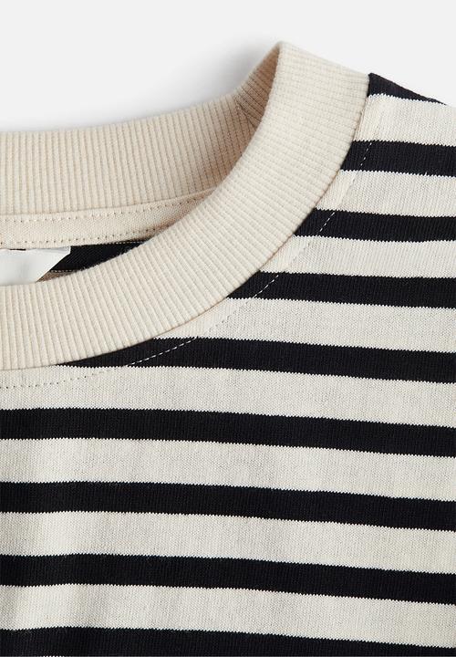 H&M - Cropped T-shirt - cream/striped