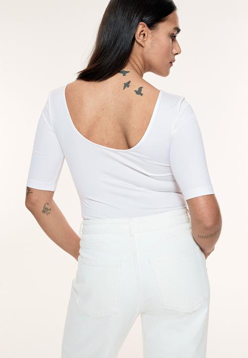 H&M - Ballerina-neckline top - white