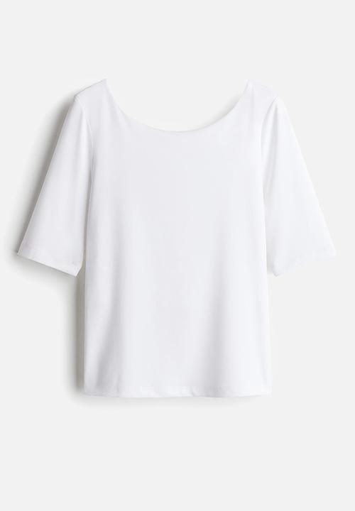 H&M - Ballerina-neckline top - white