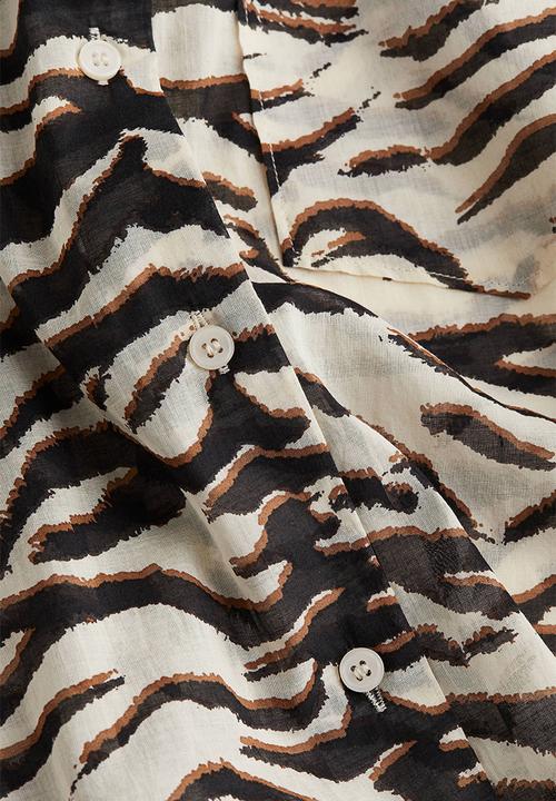 H&M - Cotton shirt - cream/zebra print