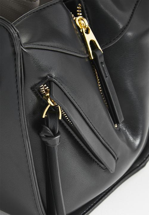 Tessa Design - Structured cross body bag with zip detail-black