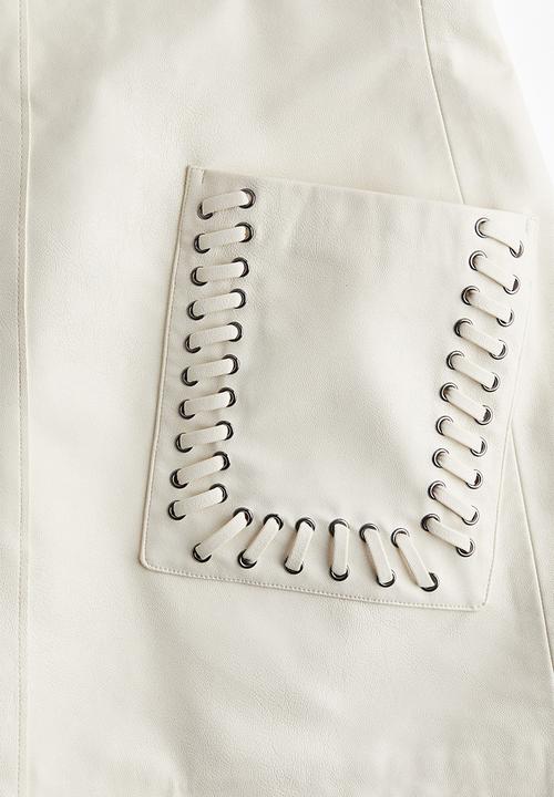 H&M - Coated mini skirt - cream