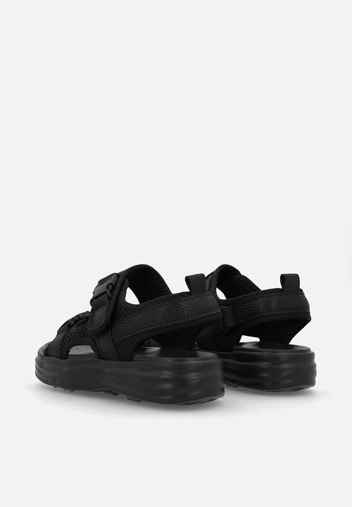 Pop Candy - Adjustable fasteners twin strap sandals - black