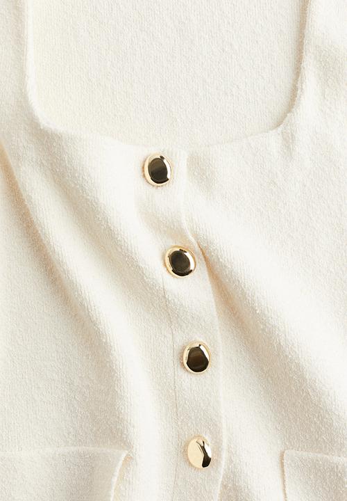 H&M - Fine-knit waistcoat - cream 