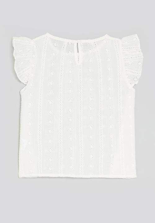 Pop Candy - Panelled anglaise blouse - white