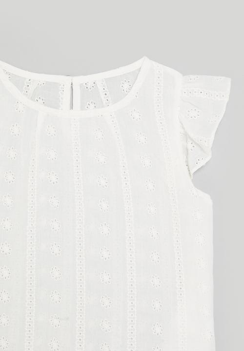 Pop Candy - Panelled anglaise blouse - white