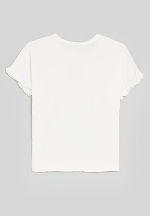 Pop Candy - Lettuce sleeve heart print tee - white