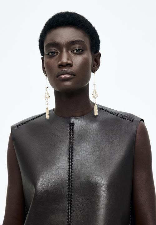 H&M - Braided-detail coated dress - dark brown