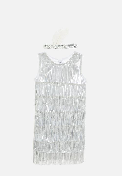 Pop Candy - Fringe Detail Dress & headband set - silver