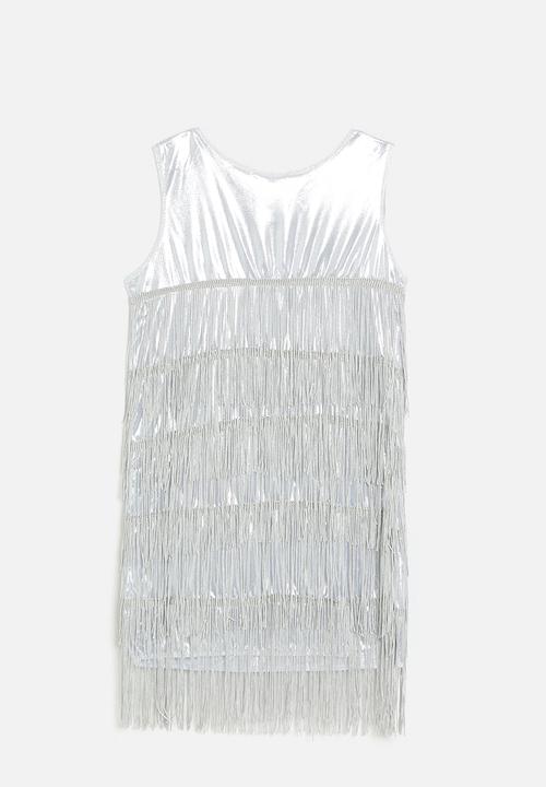 Pop Candy - Fringe Detail Dress & headband set - silver