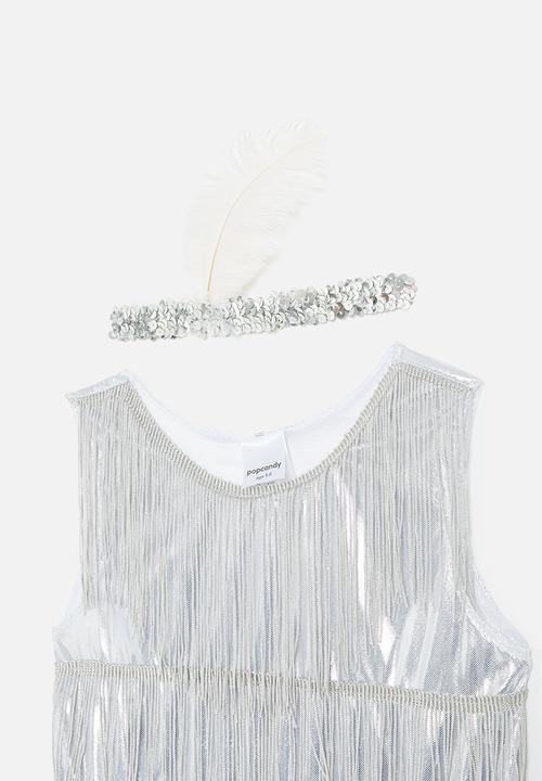 Pop Candy - Fringe Detail Dress & headband set - silver