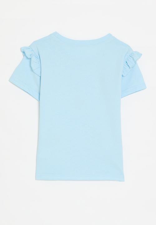 Pop Candy - Floral applique tee - light blue