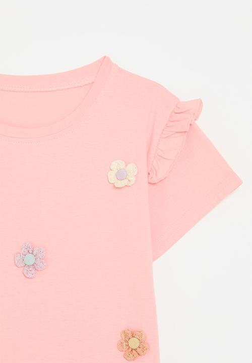 Pop Candy - Floral applique tee - pink