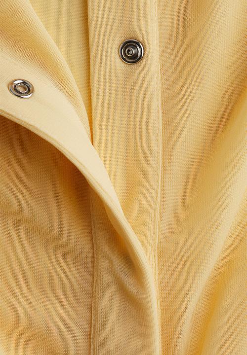 H&M - Ruched mesh shirt - light yellow
