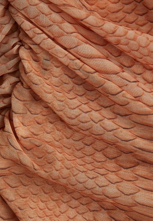 H&M - Draped mesh dress - beige/snakeskin-patterned