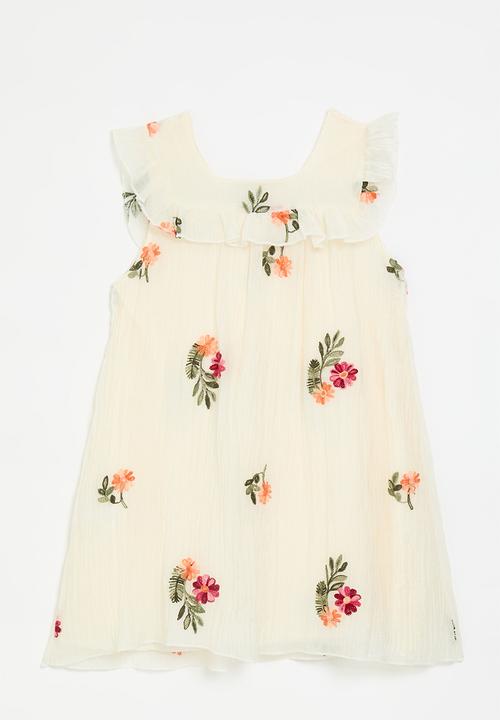 Pop Candy - Embroidery detail floral dress - white 