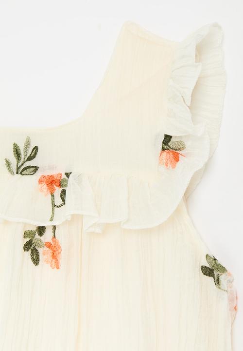 Pop Candy - Embroidery detail floral dress - white 