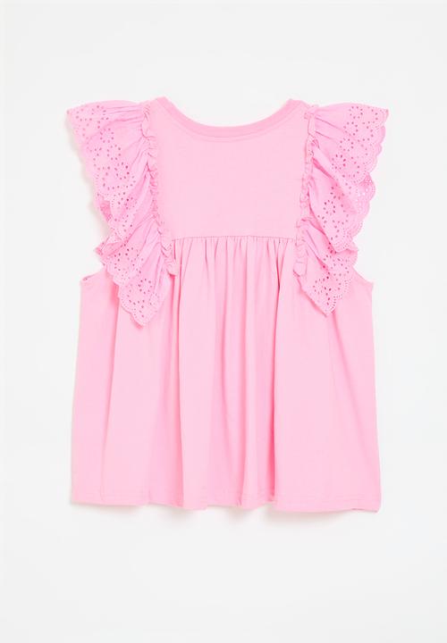 Pop Candy - Frilled sleeve top - pink
