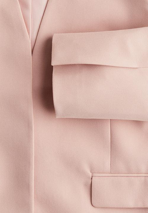H&M - Collarless twill blazer - light dusty pink 