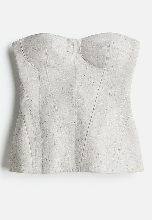 Twill bustier top - light grey marl - 1281150001