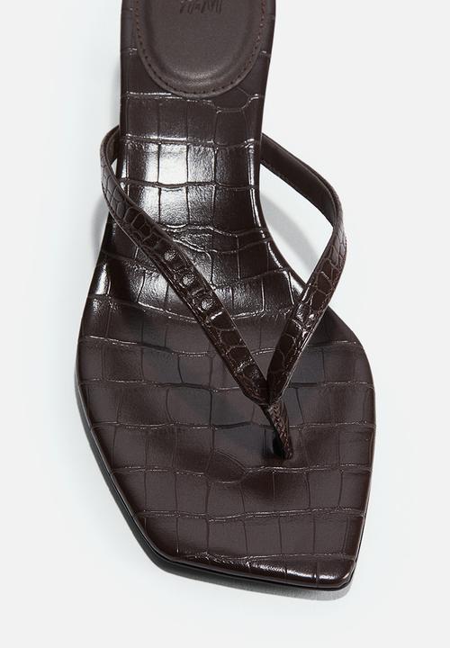 H&M - Kitten-heeled sandals - dark brown