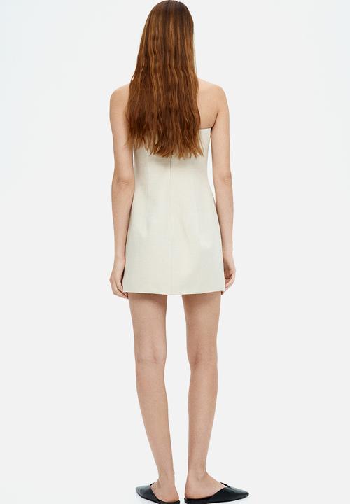 H&M - Linen-blend bandeau dress - light beige