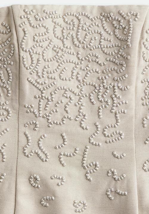 H&M - Linen-blend bandeau dress - light beige