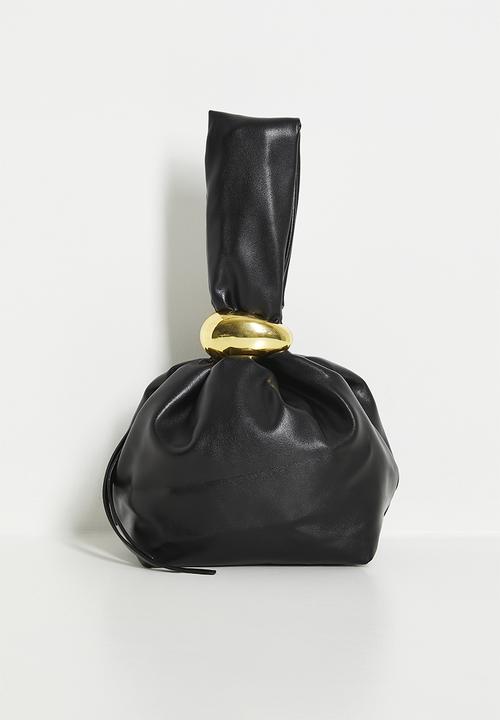 Tessa Design - Sculptured pouch bag with gold nugget detail-black