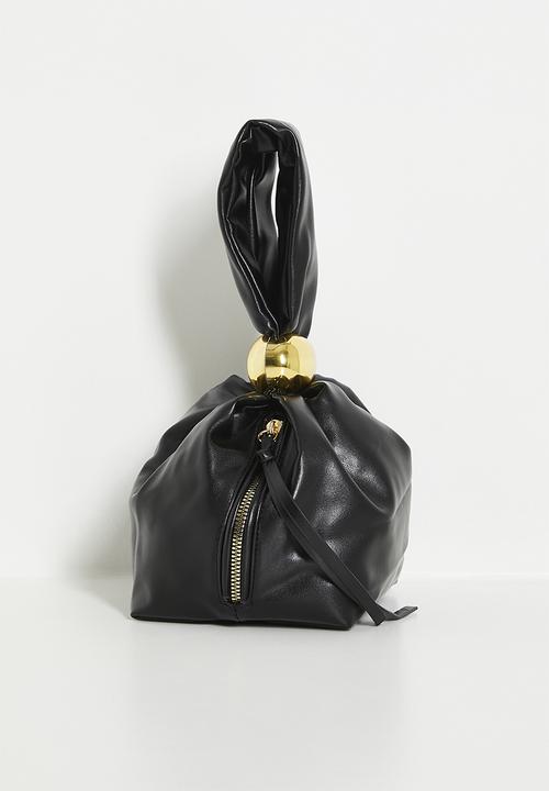 Tessa Design - Sculptured pouch bag with gold nugget detail-black
