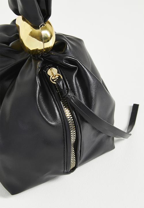 Tessa Design - Sculptured pouch bag with gold nugget detail-black