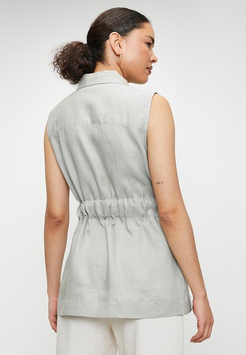 POLO - Wmn Lerato s/l Linen Shacket - Willow