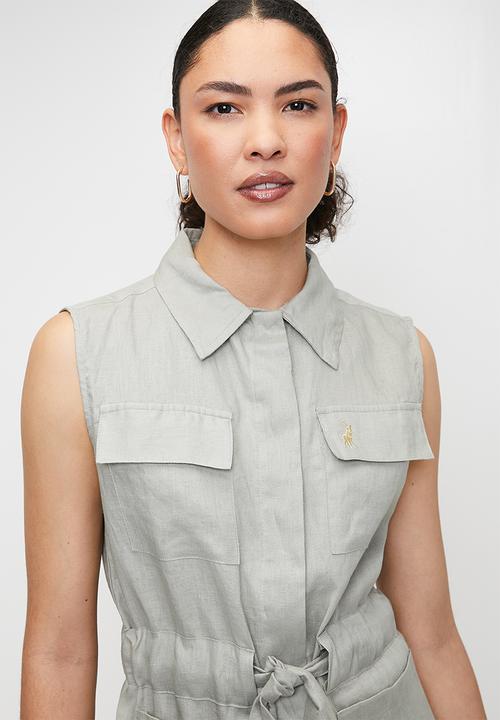 POLO - Wmn Lerato s/l Linen Shacket - Willow