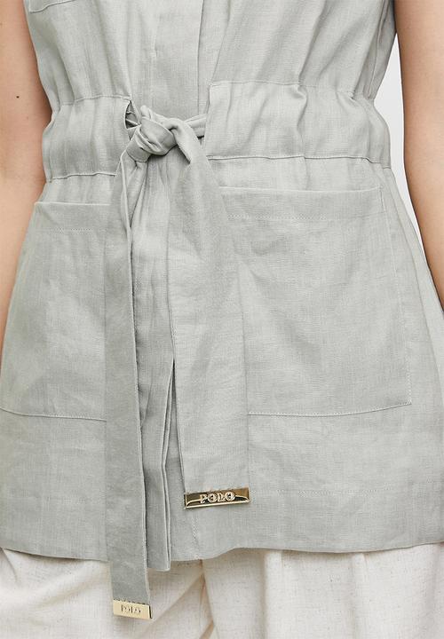 POLO - Wmn Lerato s/l Linen Shacket - Willow