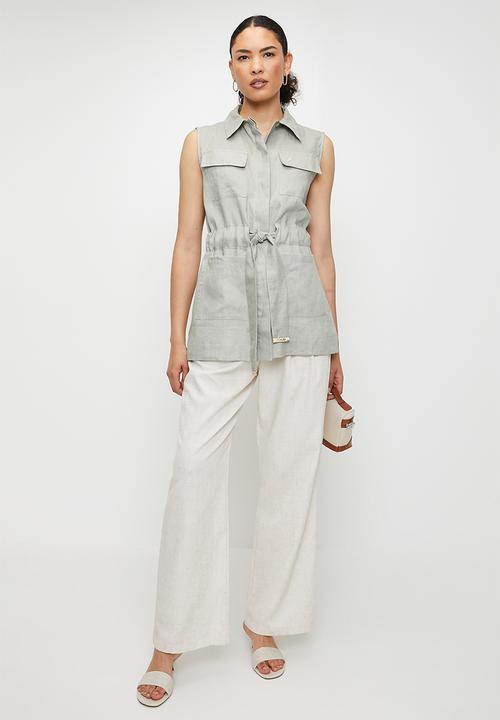 POLO - Wmn Lerato s/l Linen Shacket - Willow