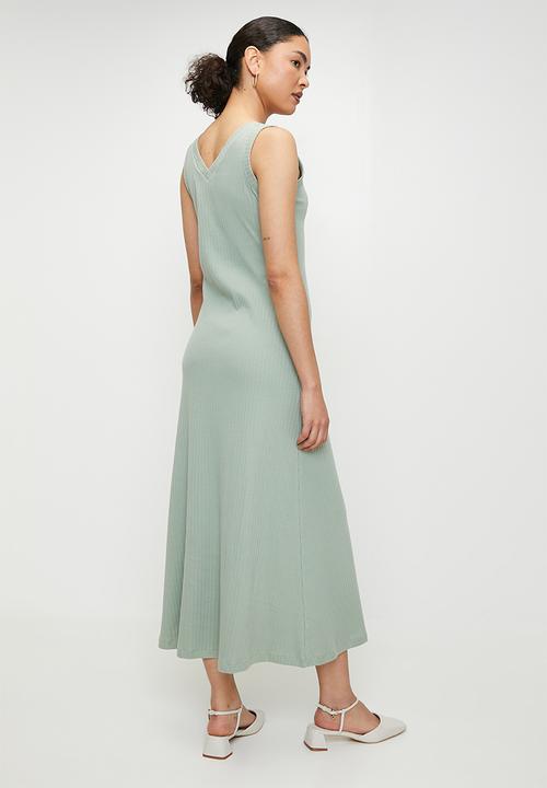 POLO - Madison sleeveless rib dress - sage