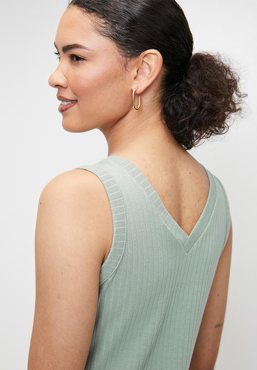 POLO - Madison sleeveless rib dress - sage