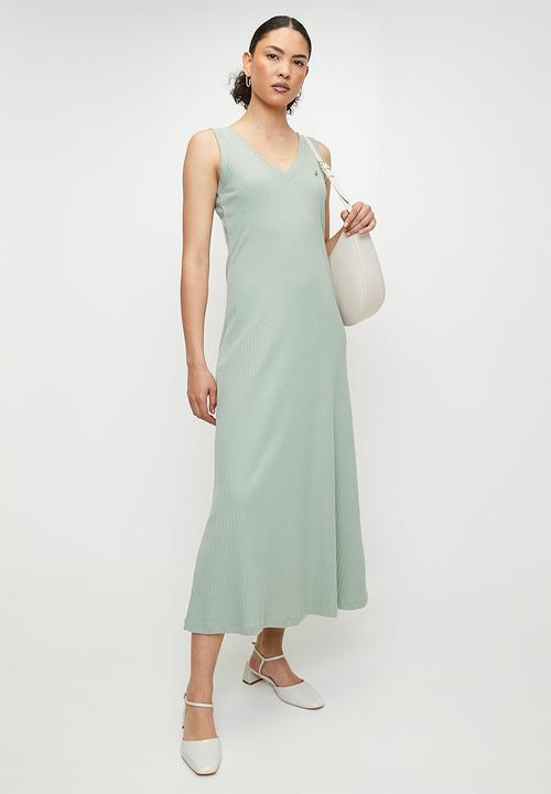 POLO - Madison sleeveless rib dress - sage