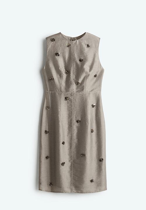H&M - Embellished pencil dress - grey