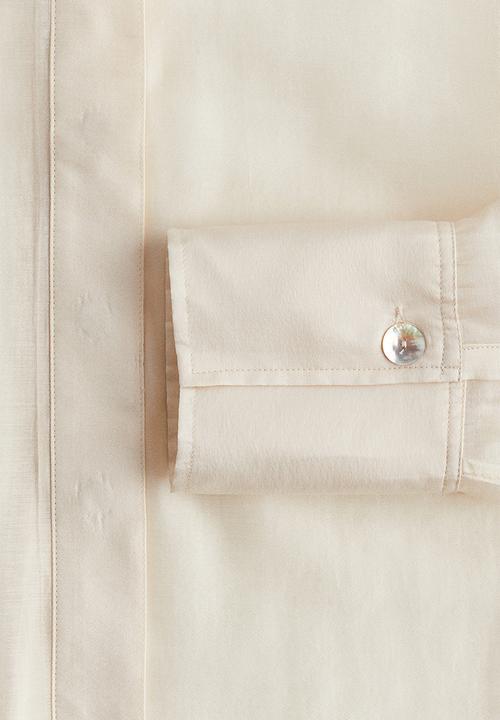 H&M - Waisted sheer shirt - cream