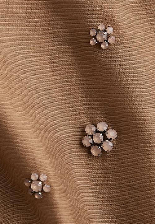 H&M - Rhinestone-embellished mini shorts - dark beige